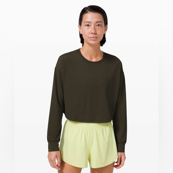 Lululemon Muscle Love Long Sleeve - Dark Olive - size 8 - Picture 2 of 10